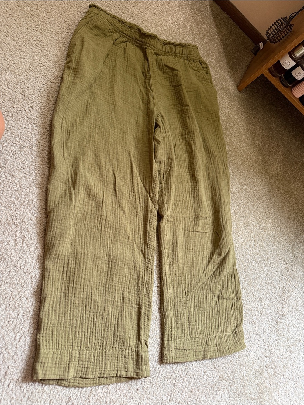 H&M Olive Green Women’s Relaxed Gauze Cotton Pants
